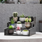 KLM Liquor Bottle Display Shelf, Coffee Syrup Rack Organizer, 3 Step Countertop Liquor Wine Rack, Mini bar,Liquor Cabinet, Home Retro Bar Shelf Stand for Liquor Whiskey, Spirits（Black） KLM