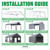 Acepic Carport 10x20ft Heavy Duty Carport Features Roll-up Windows & Doors, Portable Garage with UV Resistant Waterproof All-Season Tarp for Car, Truck, Boat Acepic