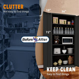 Yizosh Garage Metal Storage Cabinet with Lock - 72" Garage Storage Cabinet with 2 Locking Doors and 5 Adjustable Shelves, Black Steel Lockable File Cabinet for Home,Office,Garage Yizosh Garage