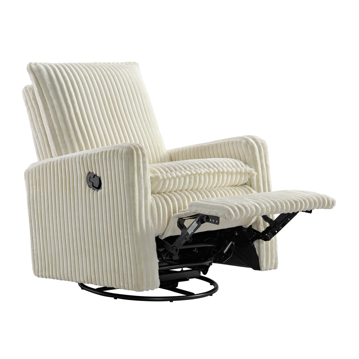 Oxford Baby Uptown Upholstered Swivel Glider and Recliner Nursery Chair - Corduroy, Pearl White Oxford Baby