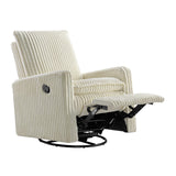Oxford Baby Uptown Upholstered Swivel Glider and Recliner Nursery Chair - Corduroy, Pearl White Oxford Baby