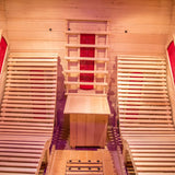 Smartmak Far Infrared Two Person Wood Sauna, Canadian Red Cedar Home Luxurious Wooden Spa Room with Recliner, 3400W Indoor Sauna Detox Therapy with Bluetooth Speaker, Light, Oxygen Bar, 9 Heaters Smartmak