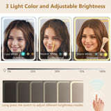 jiteentarou 47" Large Vanity Desk with Mirror and Lights, LED Black Vanity Set with Stool and Power Outlet, Lighted Make up Vanity Desk with Drawers and 3 Lighting Modes for Women, Girls(Black) jiteentarou