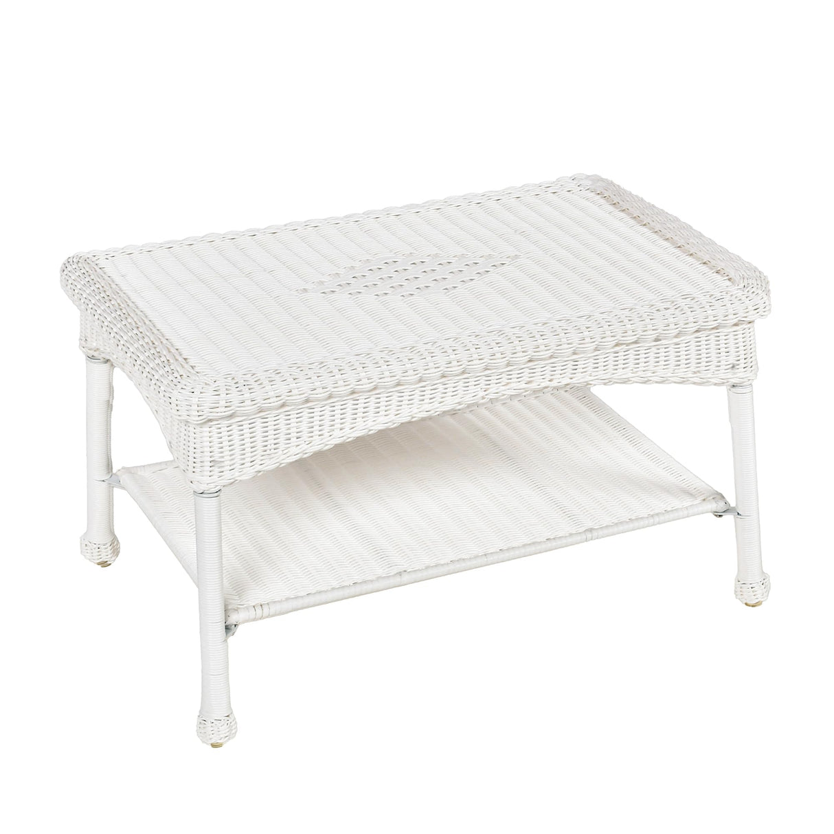Jeco Inc White Wicker Patio Coffee Table Jeco