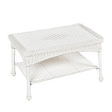 Jeco Inc White Wicker Patio Coffee Table Jeco