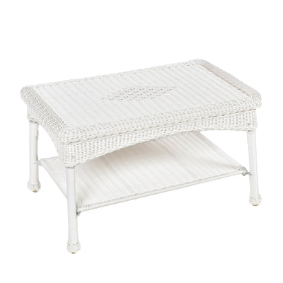 Jeco Inc White Wicker Patio Coffee Table