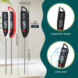 Copkim 3 Pcs Instant Read Meat Thermometer with Long Probe 9.65 Inch Kitchen Cooking Food Candy Waterproof Digital Thermometer for BBQ Water Milk Yogurt Liquid (Pointed,Black,White,Red) Copkim