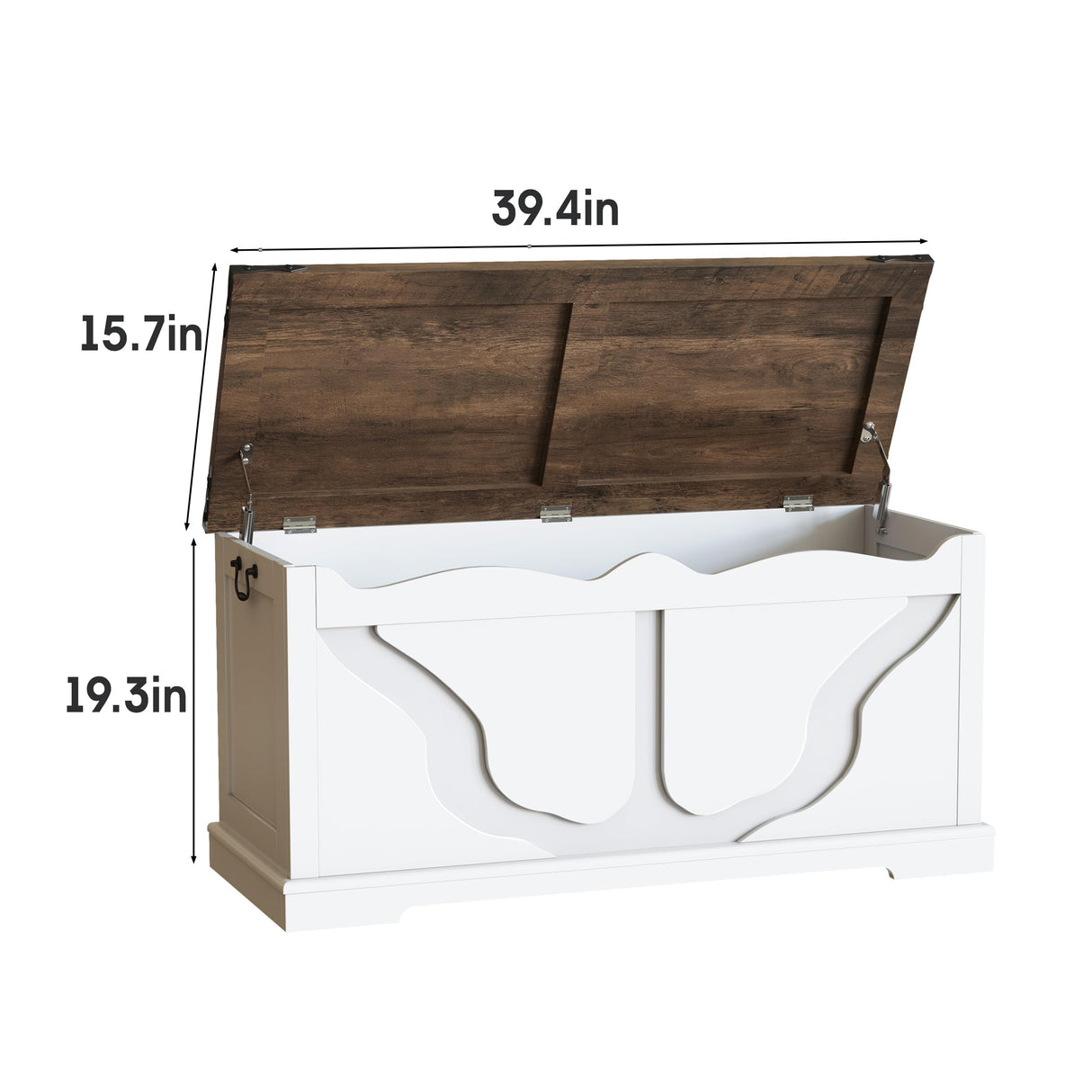 Maupvit Storage Chest, 39.4" Wooden Storage Trunk with 2 Safety Hinges, End of Bedroom Bed Bench with Metal Corner Decoration, Shoe Bench for Entryway, Bedroom, Living Room, White Maupvit