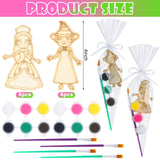 AmazingSpark 12 Sets Paint Your Own Witch Party Favors Pink and Green Princess Party Favors DIY Wood Painting Craft Kit Color Your Own Art Craft Kit(Witch) AmazingSpark
