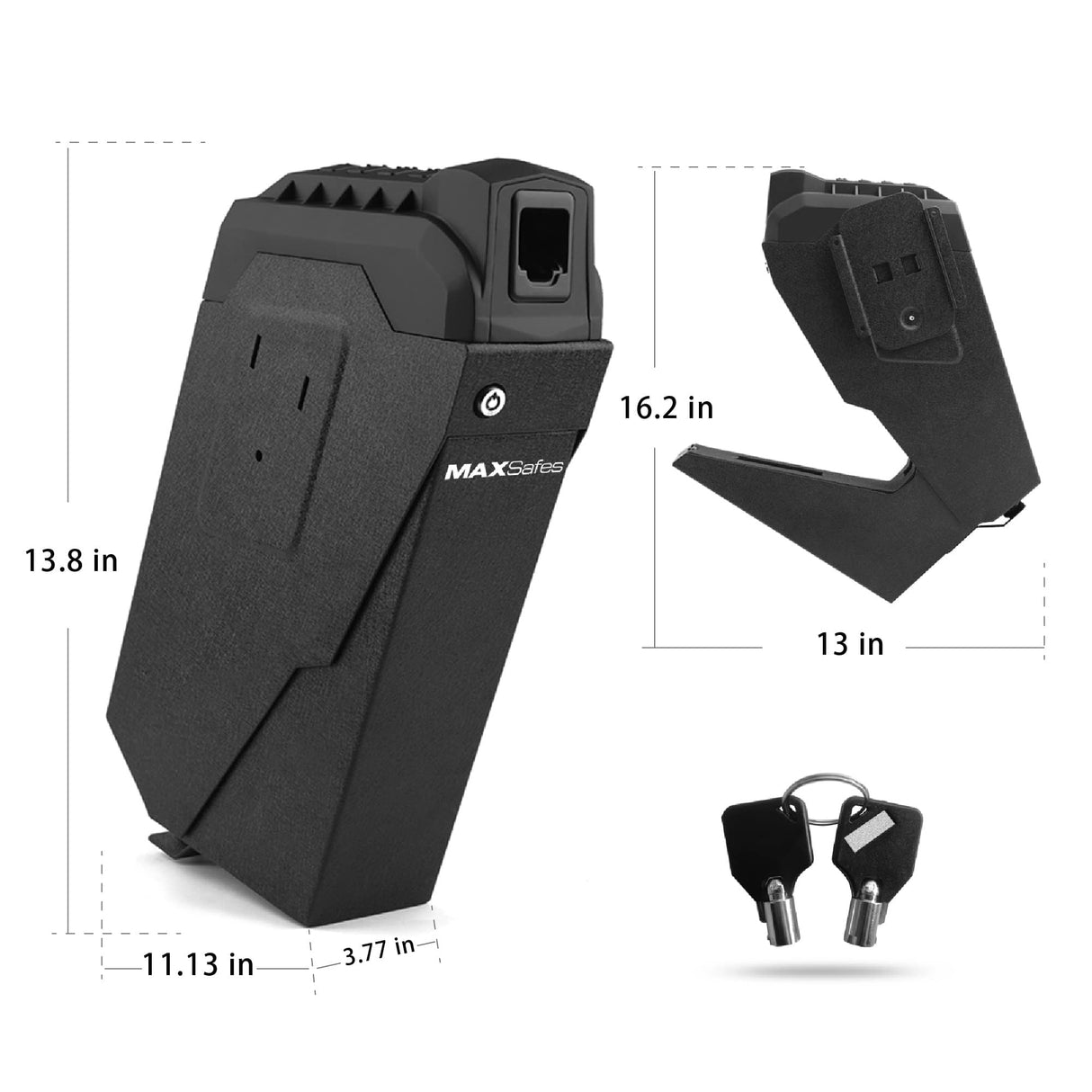 MAXSafes Gun Safe, Drop Down Handgun Safe with Super Biometric Finger Vein Recognition lock, 3 Ways Quick Access, Biometric Pistol Safe for Car, Nightstand, Wall Mount, Desk, Vehicle CA DOJ approved MAXSafes