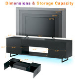 TV Stand for 75 inch TV, Entertainment Center with LED Light, Modern Wood TV Console with Texture Entertainment Stand with Highlight Storage Cabinet for TVs Up to 70-80" Black HUAHUU