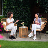 HOMEZILLIONS 3 Piece Outdoor Wicker Furniture Bistro Set, Rattan Chairs Conversation Sets Wicker Patio Furniture for Balcony Poolside Backyard, Yellow/Beige HOMEZILLIONS