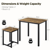 Yaheetech 3 Piece Dining Table Set - Kitchen Table & Chair Set - Breakfast Nook Table w/ 2 Stools, Space Saving Design for Dining Room Living Room Apartment, Rustic Brown Yaheetech