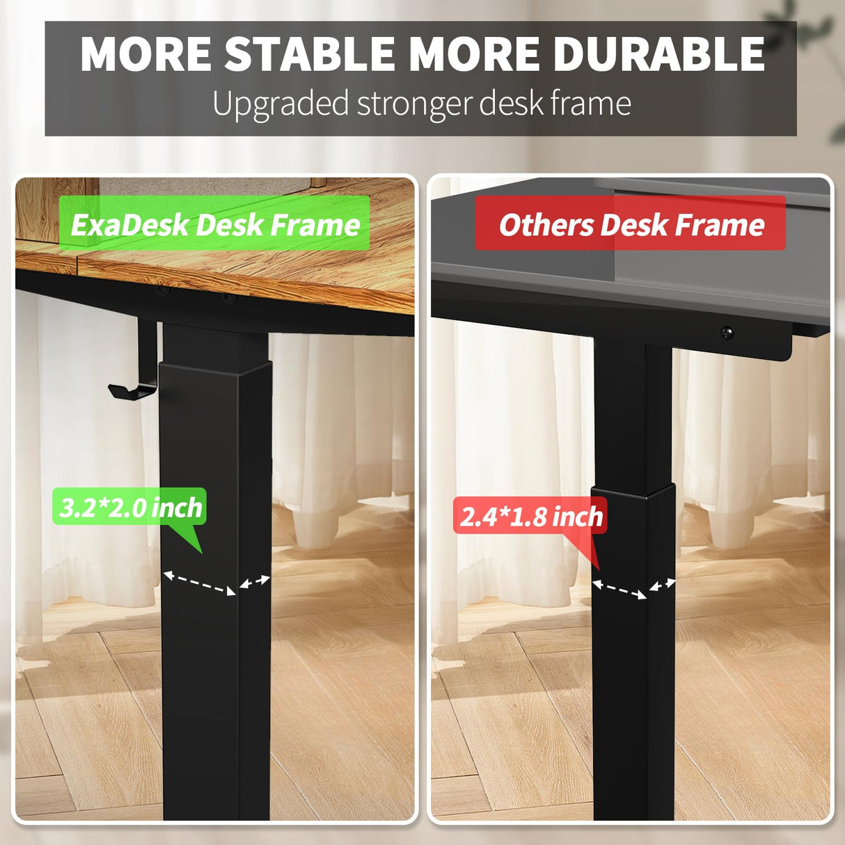 ExaDesk 48 * 30 Inches Electric Standing Widened Desk Adjustable Height with 4 Drawers, Double Storage Shelves Stand Up Desk, Home Office Workstation Sit Stand up Desk (Light Rustic Brown) ExaDesk