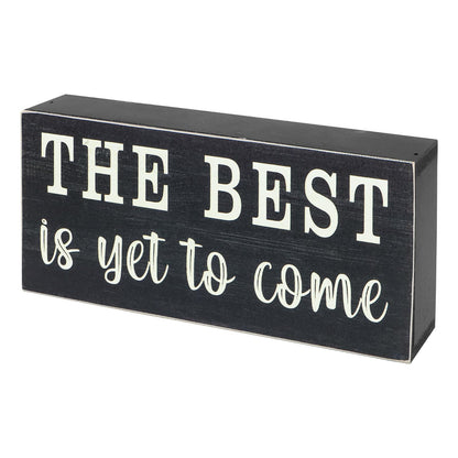 Esur Home Office Desk Decor for Women - Inspirational Farmhouse Cubicle Shelf Accessories Wooden Box Sign - The Best Is Yet To Come - WoodArtSupply