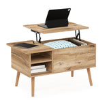 Furinno Jensen Wooden Leg Lift Top Coffee Table with Hidden Compartment and Side Open Storage Shelf for Living Room, Flagstaff Oak Furinno
