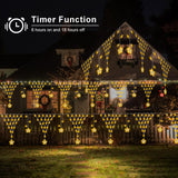 Christmas Net Lights,196 LED 13.1x1.9Ft Waterproof Outdoor Christmas Lights Net Lights Mesh Lights Mains Powered Timer Built in LED Net Lights Holiday Decor for Balcony Fence Roof Railing Wall DBFAIRY