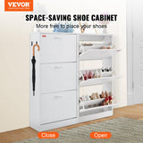 VEVOR Shoe Cabinet with 3 Flip Drawers, Shoe Storage Cabinet for Entryway, Free Standing Shoe Storage Organizer with Side Hooks for Heels, Boots, Slippers in Hallway, Living Room VEVOR