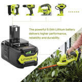 LabTEC RB18L50 18V 6000mAh Lithium Battery Compatible with Ryobi 18V BPL-1815 BPL-1820G BPL1820 BPL18151 P102 P103 P104 P105 P107 P109 P122 Cordless Power Tools with LED Indicator Labtec