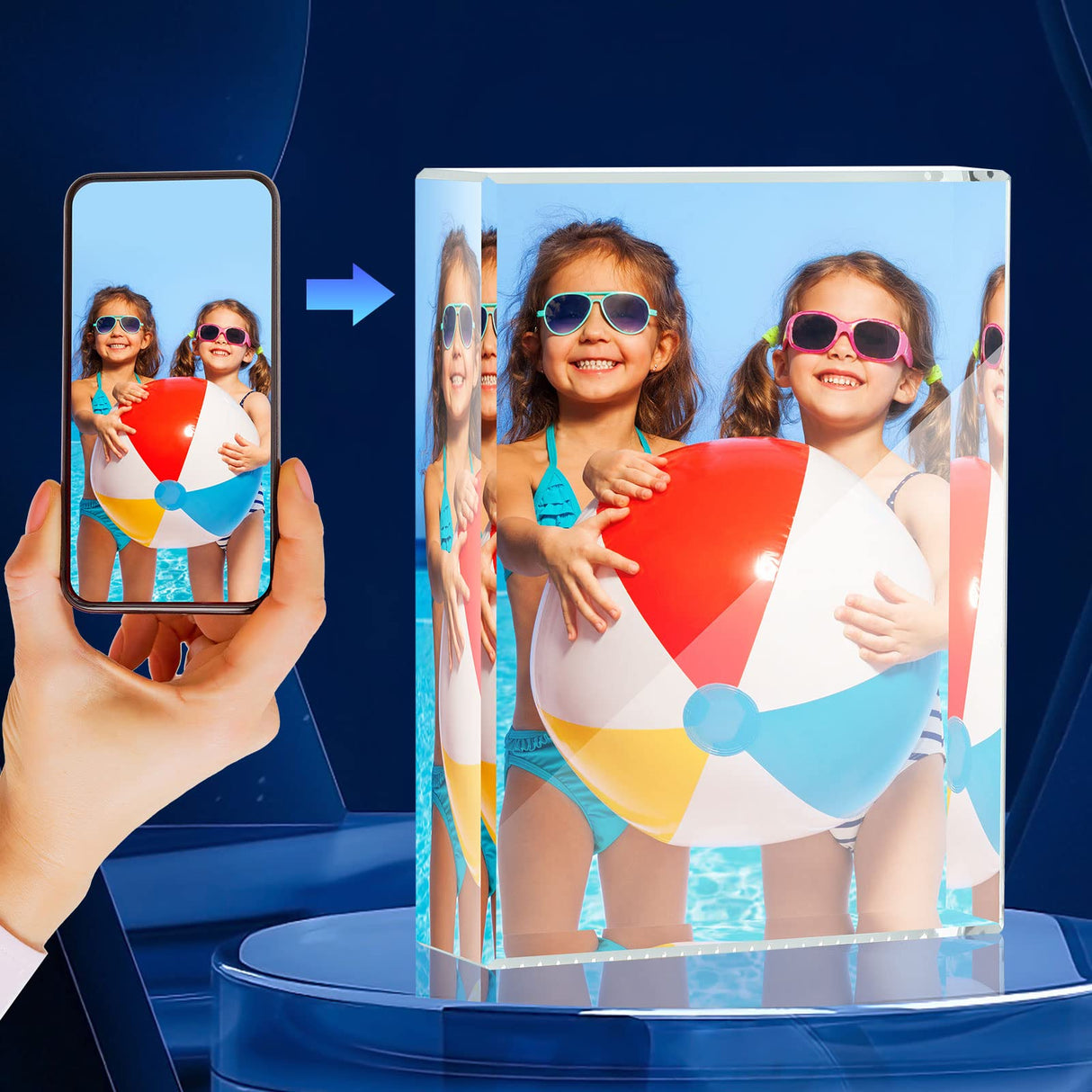 Qunclay 6 Pcs Sublimation Blanks Crystal Sublimation Canvas Blanks Decorative Heat Transfer Photo Frame Crystal Picture Frame for DIY Custom Tabletop Supplies (Square,2.4 x 3.1 x 0.8 Inch) Qunclay