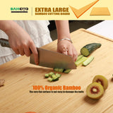 Extra Large 100% Organic Bamboo Cutting Board, 24x18 Inch Butcher Block Chopping/Carving Board with Handle and Juice Groove for Turkey, Meat, Vegetables, BBQ (XXL, 24" x 18"） BAMOTTO CRAFTBAMBOO