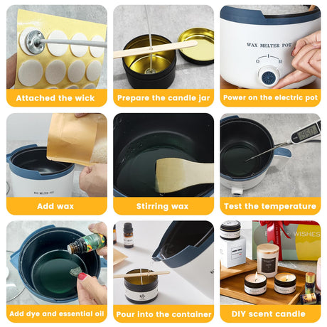 KQU Candle Making Kit for Candles, Home DIY Candle Wax Kit with Glass Jars for Adult, Candle Maker Kit with Wax Melter for Art & Craft KQU