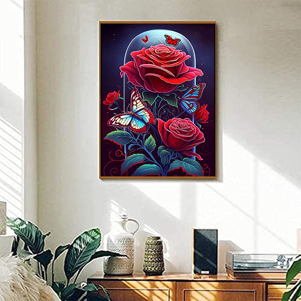 Artunion Red Rose Paint by Numbers for Adults Beginner, Red Flower Paint by Number Kits, DIY Oil Painting Paint by Number Kits on Canvas Arts Craft for Home Wall Decor 16x20 Inch Artunion