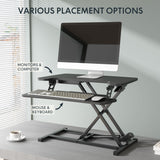 FLEXISPOT 28'' Black Height Adjustable Standing Desk Converter Sit-to-Stand Desk Riser with Wide Keyboard Tray Workstation for Home and Office FLEXISPOT
