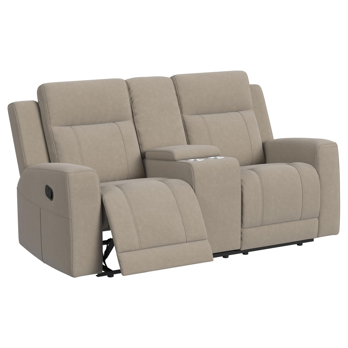 Coaster Home Furnishings - Brentwood - Fabric - Manual Motion Reclining Loveseat with Tufted Accents and Track Arms - Living Room - 30-Inch - Taupe - 610282 Coaster Fine Furniture