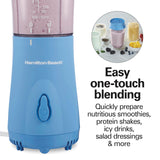 Hamilton Beach Portable Blender for Shakes and Smoothies with 14 Oz BPA Free Travel Cup and Lid, Durable Stainless Steel Blades for Powerful Blending Performance, Tranquil Blue (51172) Hamilton Beach