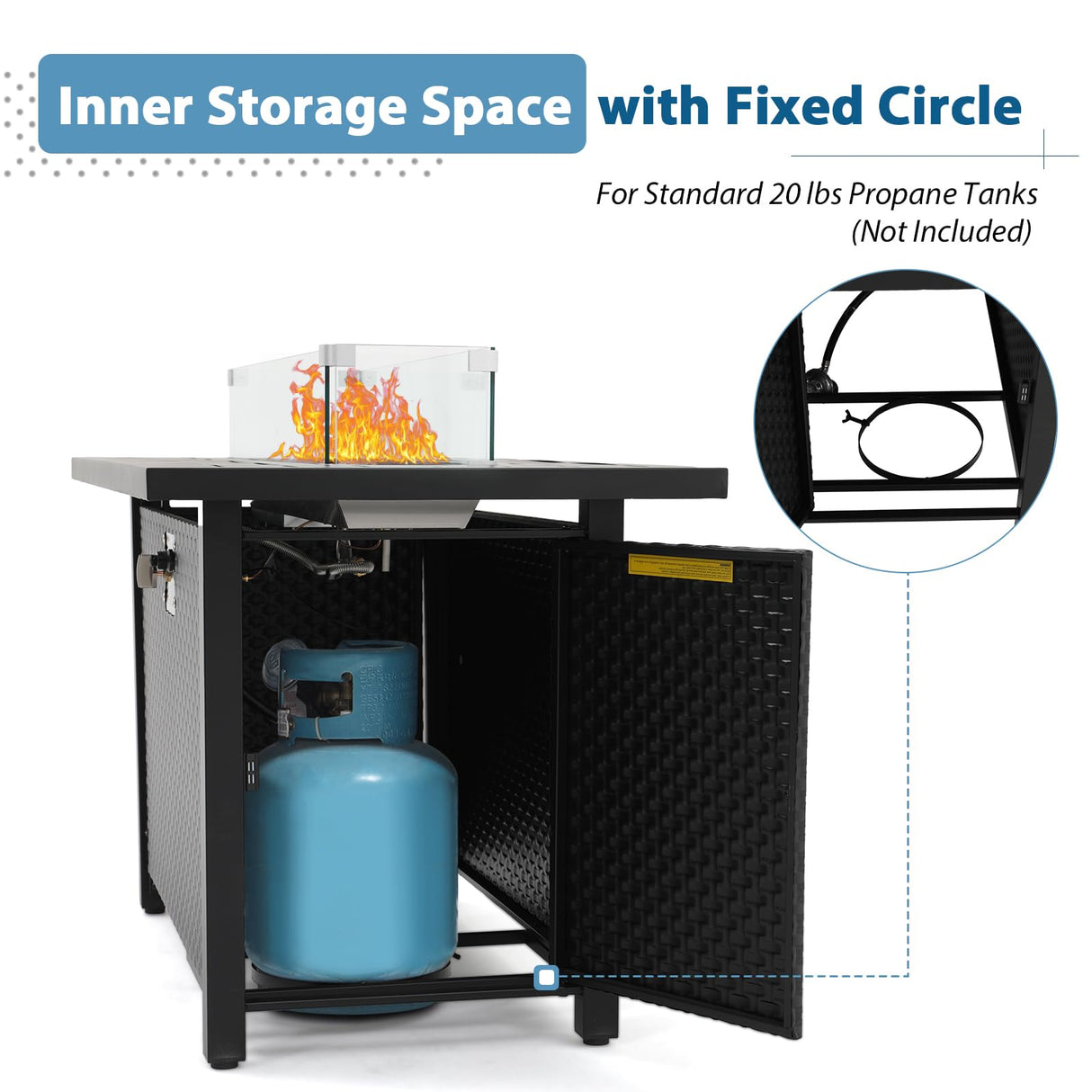 JOIVI 8 Pieces Patio Furniture Set with 45” Fire Pit Table, Outdoor Conversation Set with 50000 BTU Gas Fire Pit, Rattan Sectional Sofa Set with Storage Box for Garden, Backyard, Grey JOIVI