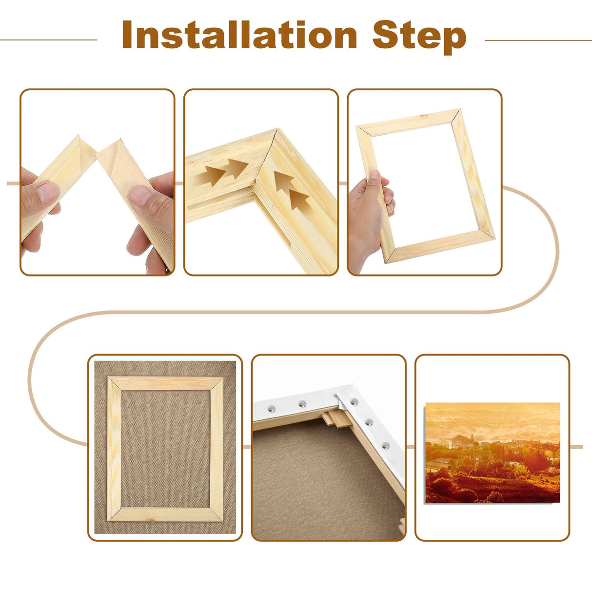 uxcell DIY Canvas Stretcher Bars, 8 x 8 Inch Canvas Frame Wooden Frames Kit Sturdy Stretcher Frames for Oil Paintings Prints Posters uxcell