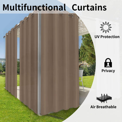 OutdoorLines Waterproof Indoor Outdoor Curtains for Patio-Privacy Sun Blocking Grommet Curtain Panel Weatherproof, UV Resistant Curtains for Gazebo, Porch, Pergola Khaki 100W x 84L Inch 1 Panel