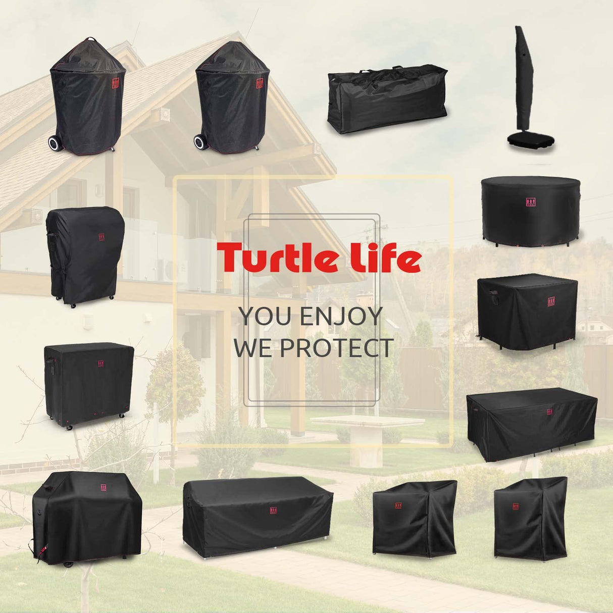 Turtle Life Patio Furniture Sets Cover, Heavy Duty Square Durable Waterproof Outdoor UV Resistant Anti-Fading Dining Table Chairs Furniture Cover, Black, 56"L x 56"W x 29"H Turtle Life