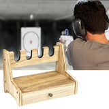 QWORK Wood Pistol Rack Gun Safe - Handgun Rack for Gun Cabinet Storage, with Additional Magazine and Bullet Storage Drawer, 12.2" x 7.6" x 8.5", Pistol Rack Holder, Gun Rack Organizer QWORK