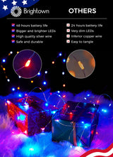 Brightown 4th of July Decor Patriotic Fairy Lights, 7 FT. Silver Wire Red White Blue String Lights, Firefly Starry Moon Lights, Micro LED Mini Fairy Lights for Jars DIY Picture Wedding Brightown