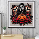 5D DIY Diamond Art Painting Halloween Ghostface 16x16 inches for Adults, Horror Movie Pumpin Diamond Art Kits Full Round Drill Rhinestone Embroidery for Wall Decoration Generic