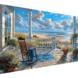 LWZAYS 5D Large Size Landscape Diamond Painting Kits for Adults, Beach Diamond Art Kits for Adults, DIY Full Drill Paintings with Diamonds Gem Art Crafts for Home Wall Decor 16x28 inch LWZAYS