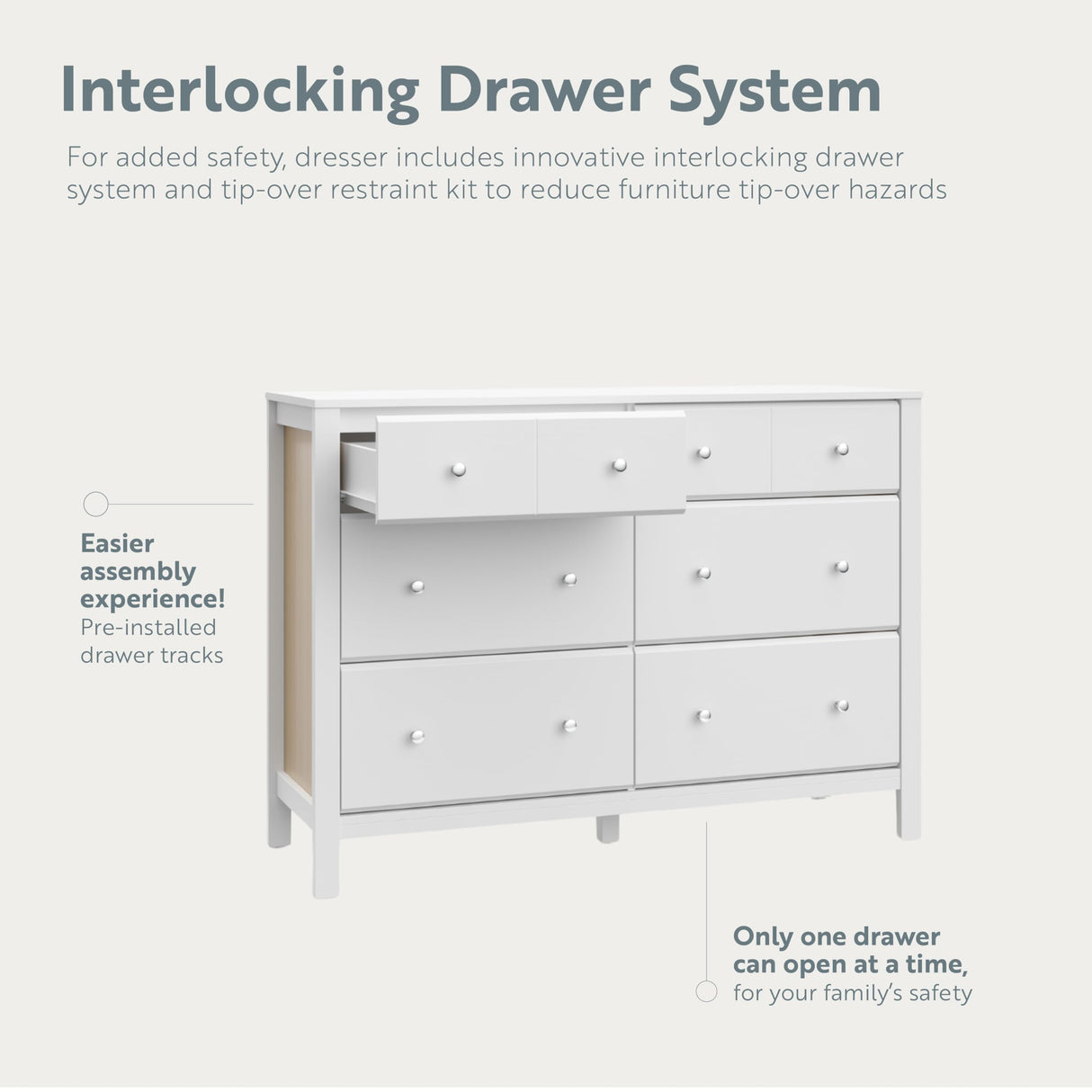 Storkcraft Horizon 6 Drawer Dresser (White with Driftwood) - GREENGUARD Gold Certified, Dresser with Interlocking Drawer System for Kids' Bedroom STORKCRAFT