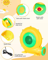 Step4Fun Bounce House Air Blower for Inflatables, 480 Watt ETL Certified Electric Blower, Perfect for Inflatable Bounce House Water Slide and Bouncy Castle Indoor & Outdoor Yellow Step4Fun