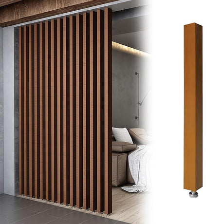 Wood Slats Room Divider Post - Floor to Ceiling Privacy Screen for Teahouse/Coffee Shop/Hotel/Study - Small Space Decor Divider Column Generic