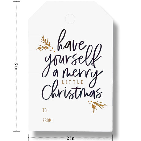 50 Pack Christmas Gift Tags with String Attached, Black and White Gift Tags for Christmas Presents, Personalized Holiday Xmas to from Gift Name Tags (3"X2") GyOnyx