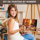 Fycert Paint by Numbers Kit for Adults Kids - Crafts DIY Paint by Numbers Kits for Beginners - Color by Numbers Pack on Canvas Painting Kit - Acrylic Paint on Mountains Lake Fycert