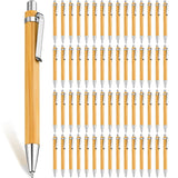 Leelosp Bamboo Pen Retractable Ballpoint Pen Black Ink 1 mm Sustainable Pens for Writing Office Products Wooden Bamboo Ballpoint Pen for Journal School Supplies Decorations (60 Pcs) Leelosp