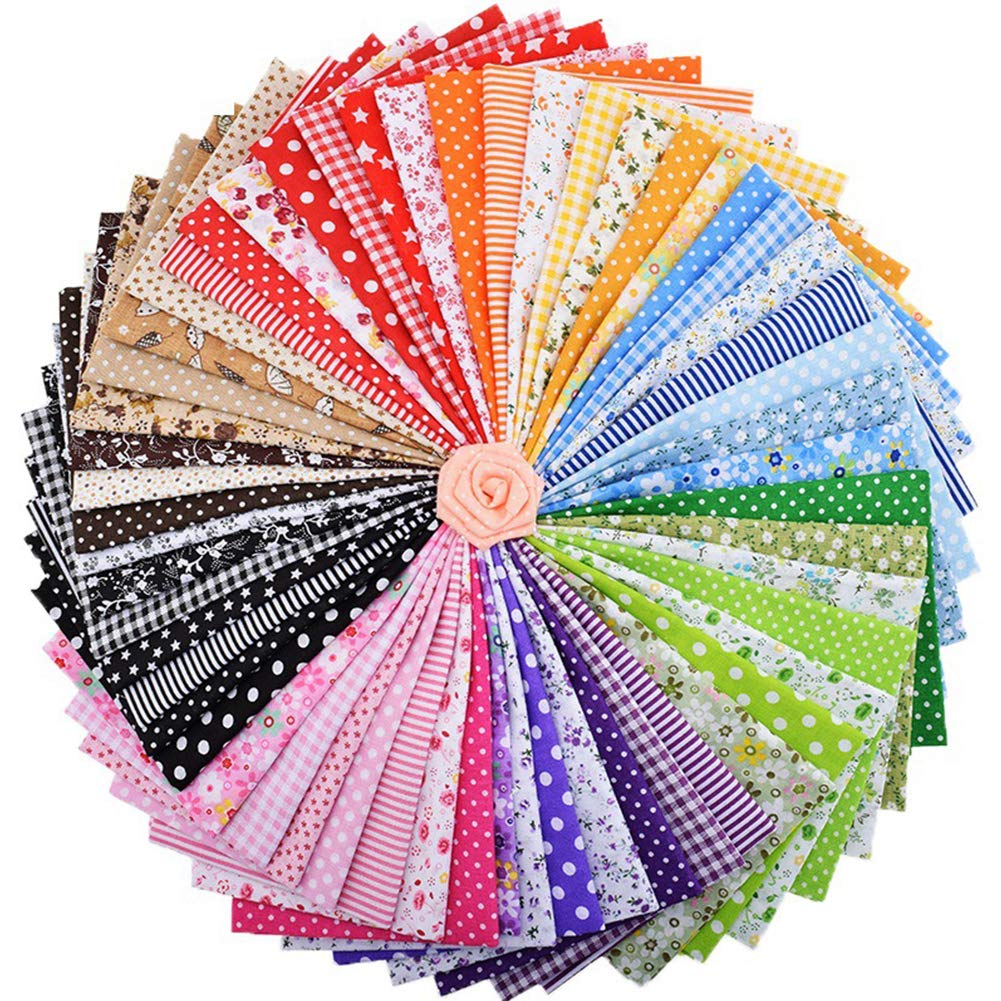 ZGXY Fabric, 56 pcs/lot Top Cotton 9.8" x 9.8" (25cm x 25cm) Squares Patchwork, Precut Multi-Color and Different Pattern for Sewing Quilting Crafting, Home Party Craft Fabric DIY Sewing Mask ZGXY