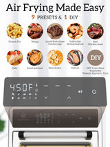 Air Fryer Toaster Oven Combo,10-in-1 12.6QT Compact Countertop Oven,9 Touch Screen Presets & 1 DIY Function,Easy Digital Controls,4 Accessories Included,Stainless Steel,Kitchen Elite Kitchen Elite
