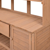 Merax Solid Fir Wood Potting Bench, Garden Workstation with Hutch, Drawer & Adjustable Shelves, Outdoor Work Table for Backyard Planting, Brown Merax