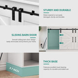 YITAHOME Buffet Cabinets with Storage, 47" Coffee Bar with Goblet Holder & Power Outlet, Farmhouse Sideboard Cabinets with Sliding Barn Doors for Kitchen, Living Room (White) YITAHOME