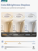 LEDIARY 20 Inch Low Profile Ceiling Fan With Light, Led Bladeless Ceiling Fans, Remote Control Enclosed Flush Mount Ceiling Fan With Timming, 3000-6000K, 6 Wind Speed, 3000LM, 57W-White LEDIARY