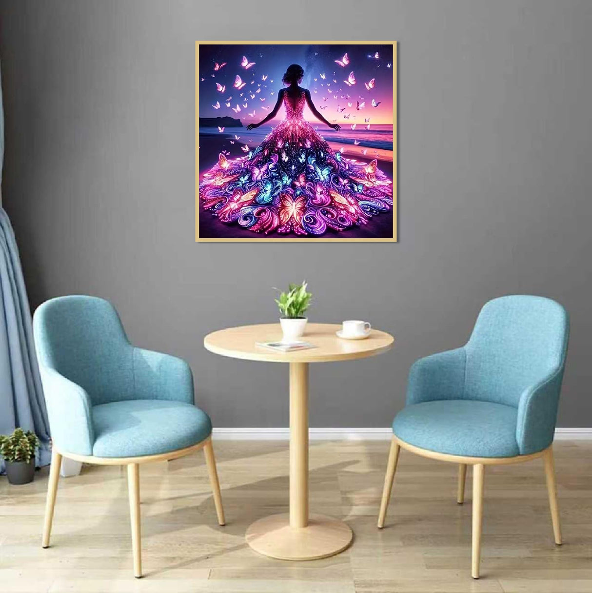 JFYHAB 5D Beach Diamond Art Kits for Adults Beginners, Angel Fairy Diamond Painting Kits, DIY Full Round Drill Butterfly Paint by Diamonds Dot Gem Art for Adults, Home Wall Decor 12x 12 Inch JFYHAB